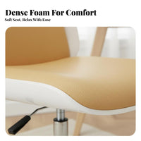 Ergonomic Backrest Armless Rolling Computer Chair Modern Design Armless Upholstered Caster Chair Height Adjustable Office Furniture Space-Saving Design for Students, Adults, Women, Study Room, Bedroom, Vanity Desk