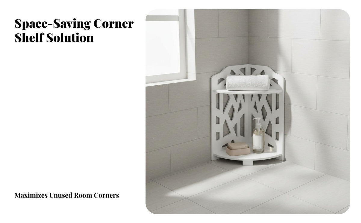 2-Tier Corner Organizer Space-Saving 2-Tier Corner Shelf Multi-Functional Household Storage for Apartment Dwellers, Adults, Bathroom, Balcony, Bedroom