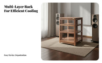 AV Media Tower Floor Standing Audio Cabinet Solid Wood Audio Component Shelf Wooden Amplifier Stand with Vibration Damping and Engineered Structure Suitable for Living Room Listening Space