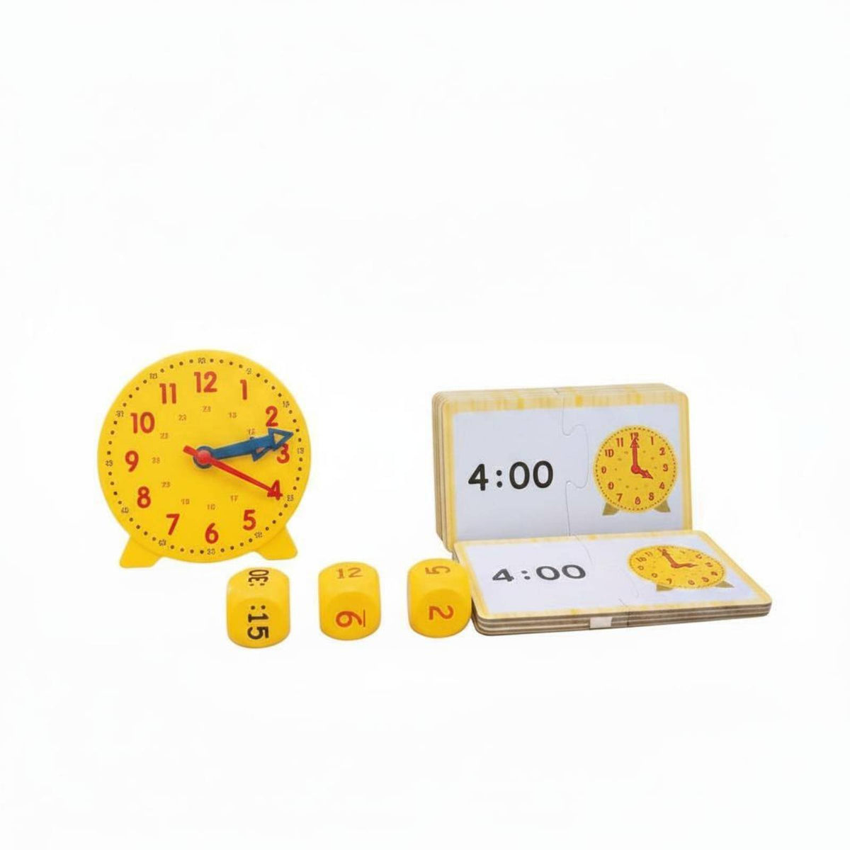 Teaching Clock with Cards Bright Instructional Timepiece with Flashcards Hands-Time-Telling Toy for Preschoolers