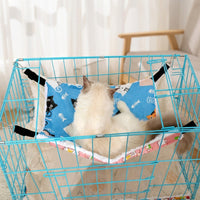 Cat Hammock Hanging Cat Bed with Metal Hooks, Double-Sided Canvas and Soft Swing, Portable Resting Place for Indoor Pet Cage and Enclosure