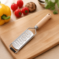 Stainless Steel Food Grater, Wood Handle Cheese Grater for Vegetables & Chocolate, Multi-purpose Kitchen Grater for Pasta & Salads