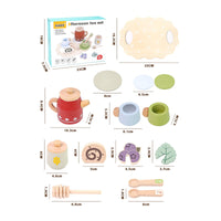 Toy Tea Set with Tray Smooth Wooden Tea Set Educational Dessert Pieces for Kids
