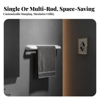 Drillwithout-Drilling Installation Wall-Mounted Towel Rack Waterproof Adhesive Towel Bar Space-Saving Bathroom Fixture Rust-Proof for Renters, Homeowners, Families, Restroom, Lavatory, Behind Door, Kitchen