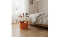 Side Table with Storage Modern Glass Top Side Table Minimalist Nightstand for Living Room, Bedroom, Reading Corner