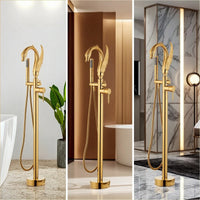 Freestanding Bathtub Faucet Classical Floor Mounted Bathtub Faucet High Tall Bend Plumbing Fixture for Homeowners
