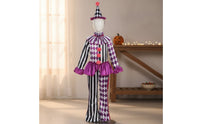 Clown Costume with Hat Ruffled Clown Costume Striped Outfit for Halloween, Cosplay, Stage Performance