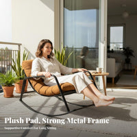 High rearrest Upholstered Rocking Chair Padded Seat Household Furniture Sturdy Frame Indoor Seating Ergonomic Design for New Parents, Book Lovers, Living Room, Balcony, Bedroom, perusing corner