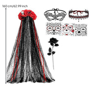 Theatrical Day of the Dead Costume Set Transparent Day of the Dead Costume Floral Mask for Cosplayers