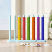 Colorful Rainbow Disc Stacking Game Fine Motor Color Matching Stacking Toy Safe Peg Board Toy with Cards Long-Lasting for Preschool