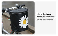 Folding Bike Basket With Lid Canvas Handlebar Basket Sturdy Textile Handlebar Bag for Commuters, Grocery Shopping, Commuting, Road Biking
