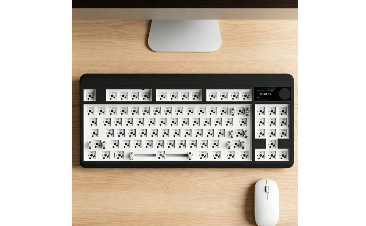Tri-Mode Connectivity 87-Key Mechanical Keyboard Kit RGB Backlighting TKL Barebones Keyboard Rotary Knob Computer Peripheral for Gamers, Gaming, Office