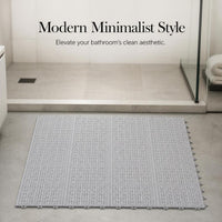 Interlocking Non-Slip Shower Mat for Bathroom and Toilet, Waterproof Grid Design