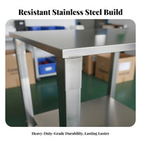 Long-Lasting Stainless Steel Work Table Rustproof Heavy Duty Utility Table Rust Resistant Stainless Steel Aquatic Aquarium Stand Easy to Clean for Workshop Workers, Warehouse Personnel, Aquarium Hobbyists, Garage, Restaurant, Living Room, Outdoor