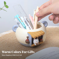 Resin Animal Flowerpot Creative Gift Idea Cute Animal Resin Planter Twofold-Use Miniature Plant Pot for Students, Cat Lovers, Windowsill