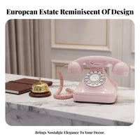 Rotary-Style Landline Phone Decorative Corded Desk Phone Rotary Dial Telephone Classic Antique Design Communication Device