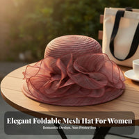 Gauze Ruffle Hat Sun Protection Gauze Sun Hat Foldable Women's Headwear for Beach, Travel, Weddings