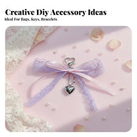 Lace Pearl Bow Keychain Korean Design Lace Bow Keychain DIY Ribbon Pearl for Women, Teenagers, Handbag Decoration, Car Keys, Daily Use