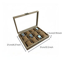 Clear View Lid Watch Storage Box Premium Design Watch Display Case Dust-Proof Soft Interior Pillows for Men, Bedroom, Closet