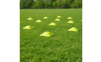 10 Pieces Bright Yellow Flat Marker Discs Stackable Soccer Training Markers Versatile Flat Cones with Center Hole Lightweight for Schools