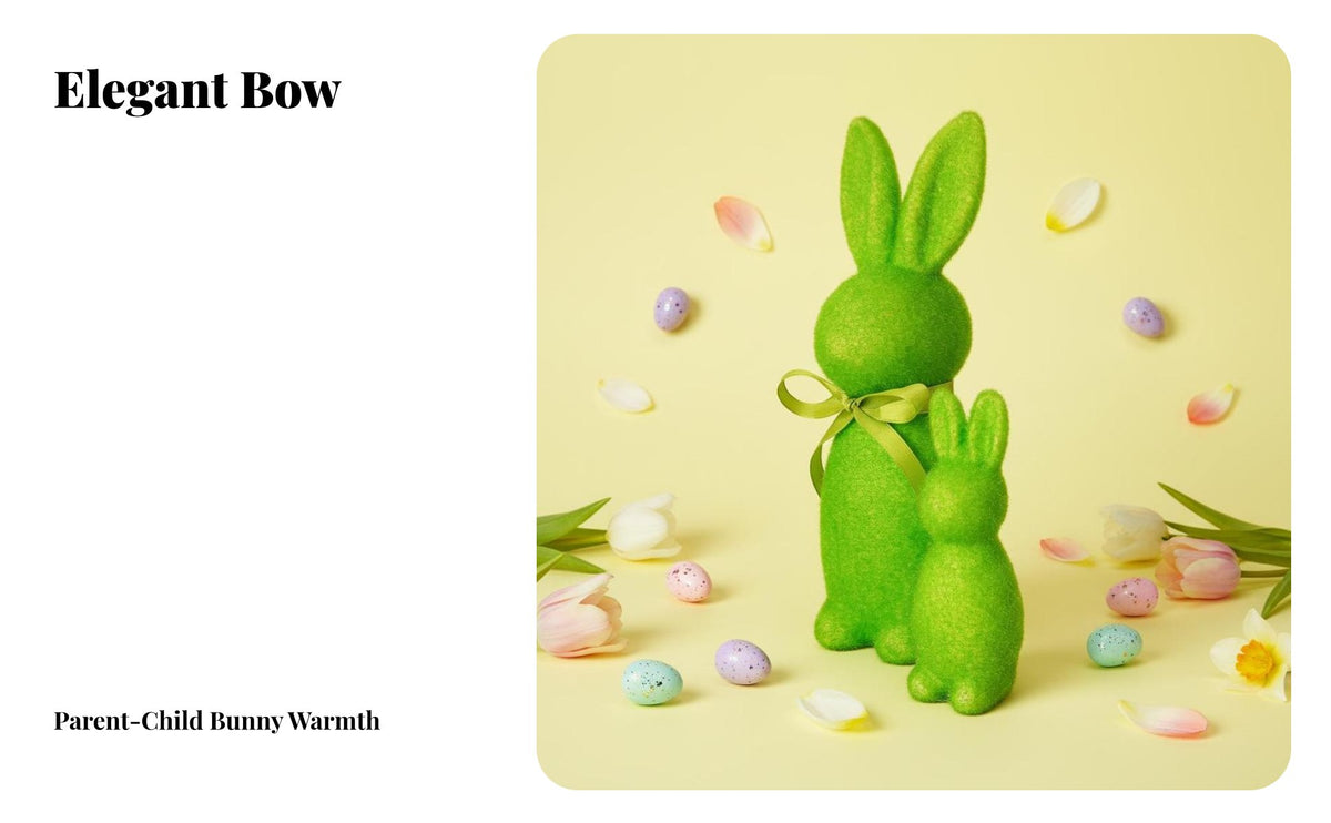 2 Pieces Flocked Bunny Figurine Cute Design Foliage-Covered Hare Decoration Tabletop Decor Foliage-Covered Bunny Figurine for Kids, Crafters
