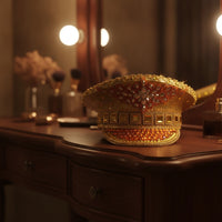 Jeweled Hat Lustrous Hat with Rhinestones Ornate Embellished Cap for Entertainers, Stage Performances, Themed Events