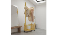Rolling Clothes Rack with Shelves Stable Design Freestanding Coat Stand with Storage Large Capacity Clothes Hanging Rack with Shoe Shelf for Dorm Room