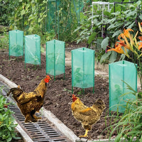 Windbreak Garden Cloche for Plant Protection, PE Film Cylindrical Cage Plant Protectors from Animals and Dogs, Fiberglass Pole, Cover Reusable