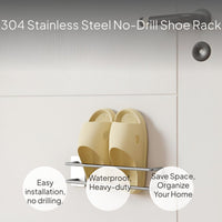 Stainless Steel Wall-Mounted Slipper Rack, No-Drill Install