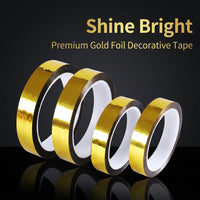 Gold Foil Decorative Tape for Gift Wrapping, Self Roll for Kids Crafts and DIY Projects, Wedding Party Decoration, 50 Meter Length, 0.05MM Thickness