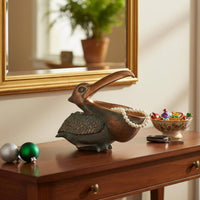 Seabird Resin Figurine Double Use Seabird Key Dish Gaping Beak Design Animal Statue Bowl for Entryway, Desk