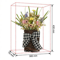 Easter Spring Flower Wall Basket Spring Flower Basket Decor Handwoven Spring Floral Door Hanger for Home, Hallway, Entryway