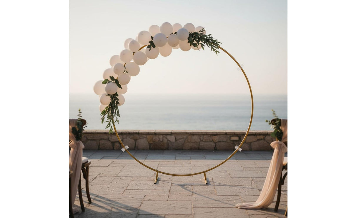 Reusable Circle Balloon Arch Kit Heavy Duty Round Metal Backdrop Frame Easy to Assemble for Party, Garden, Baby Shower