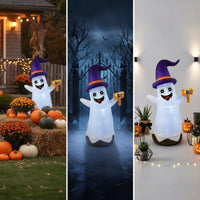 Outdoor Halloween Inflatable Ghost Giant Wizard Ghost Inflatable LED-& Lawn Ornament Lighted for Homeowners