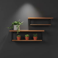 Wall-Mounted Metal Brackets Space-Saving Wall Shelves with Metal Brackets Sturdy for Entryway