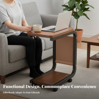 With casters C-Shaped Rolling Table Space-Saving Rolling C-Shaped Table Minimalist Design Household Furniture Multi-Functional for Home Office Workers, Apartment Dwellers, Homeowners, Living Room, Bedroom, Small areas