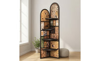 Corner Shelf with Arched Top Rounded Corners Corner Bookshelf Space-Saving Freestanding Display Shelf for Living Room, Small Apartments, Bedroom