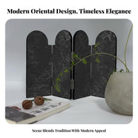 Foldable Design Miniature 4-Panel Folding Screen Modern Oriental Aesthetic 4-Panel Partition Handmade House Decoration Double-Hinged Panels for Interior Designers, Apartment Dwellers, Bedroom, Bedside Table, Desktop, Bookshelf