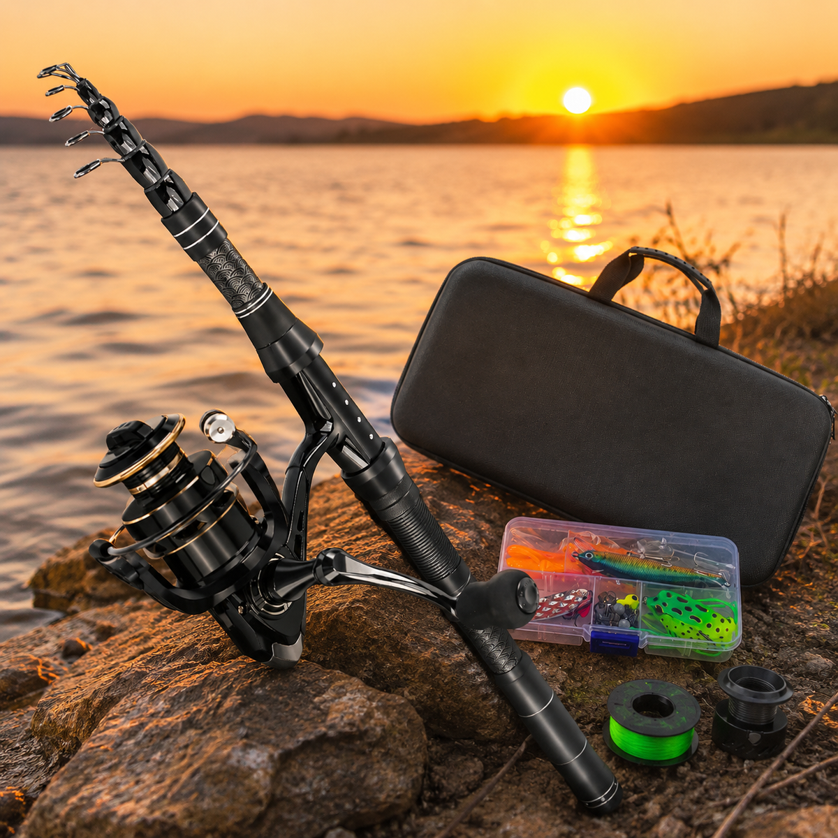 Telescopic Fishing Rod and Reel Combo Carbon Fiber Sea Rod Fast Action 180cm