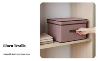 foldable textile Box with Lid Large Capacity Storage Container Sturdy Handles Household Organizer Stackable for Students, Homeowners, Bedroom, Dorm Room, Under Bed, on Shelves
