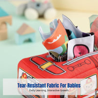 Infant Cloth Book Toy Box, Educational Interactive Tissue Box, Tear-Resistant, Emergency Vehicle/School Bus/Train Design