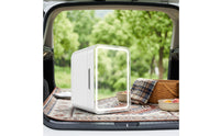 Small 8L Mini Fridge Dual Power Personal Fridge with A and C and DC Adapter 12V Mini Refrigerator with Glass Shelf Thermoelectric for Commuters, Car
