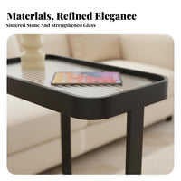 Space-Saving 2-Tier C-Shaped Table Minimalist Design Home Furniture Sturdy Construction Rounded Corners for Apartment Dwellers, Homeowners, Students, Living Room, Bedroom, Small Areas, Balcony