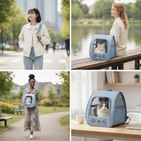 Structured Cat Backpack Carrier Portable Pet Carrier with Mesh Panels Ventilated Cat Travel Backpack Breathable for Vet Visits, Outdoor Outings