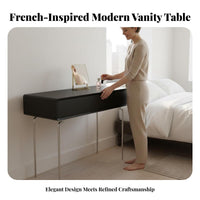 Extendable Design Retractable Dressing Table French design Vanity Desk with Mirror and Storage 2-in-1 Function Bedroom Furniture Adjustable Layout for Small Apartment Dwellers, Women, Teens