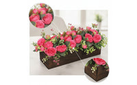 Artificial Flower Arrangement with Rustic Wooden Planter Box Farmhouse Tabletop Floral Arrangement Full Decor for Banquets