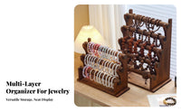 Space-Saving Design Watch and Bracelet Display Stand Solid Wood Construction Bangle Storage Organizer Large Capacity for Dresser Top, Vanity