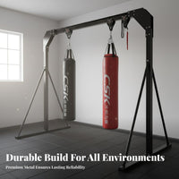 Sliding Rail Boxing Frame Patented Design Gantry Design Bag Holder Commercial Grade Heavy Bag Stand for Fighters, Athletes, Workout, Garage, Outdoor
