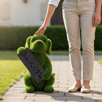 Cute Welcome Dog Statue Weather-Resistant Dog Statue Welcome Puppy Ornament for Yard, Garden, Front Porch