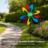 Multicolor Metal Garden Rotator Curved Blades Garden Rotator Garden Stake for Outdoor